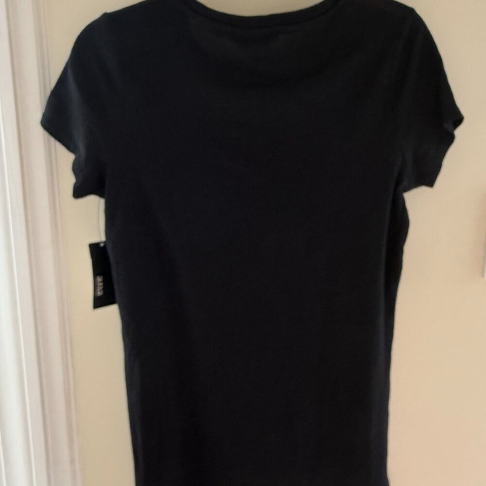 a.n.a Black Grommet Shoulder Shirt Womens Small Basic Grunge Goth Simple T-shirt - Picture 6 of 6